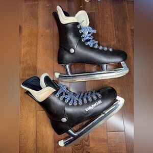 Vintage Lange Ice Hockey Skates Plastic Molded Mens Size 8.5 Blades